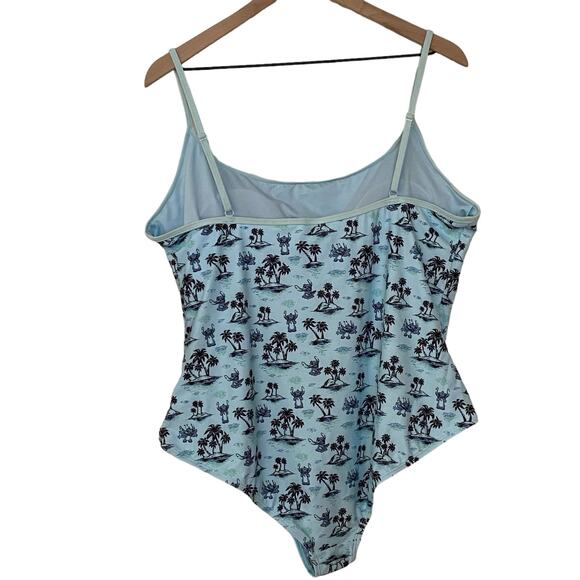 Disney Lilo And Stitch Woman's Size 1X Light Blue UPF 50+ One Piece Swimsuit NEW - Picture 2 of 11